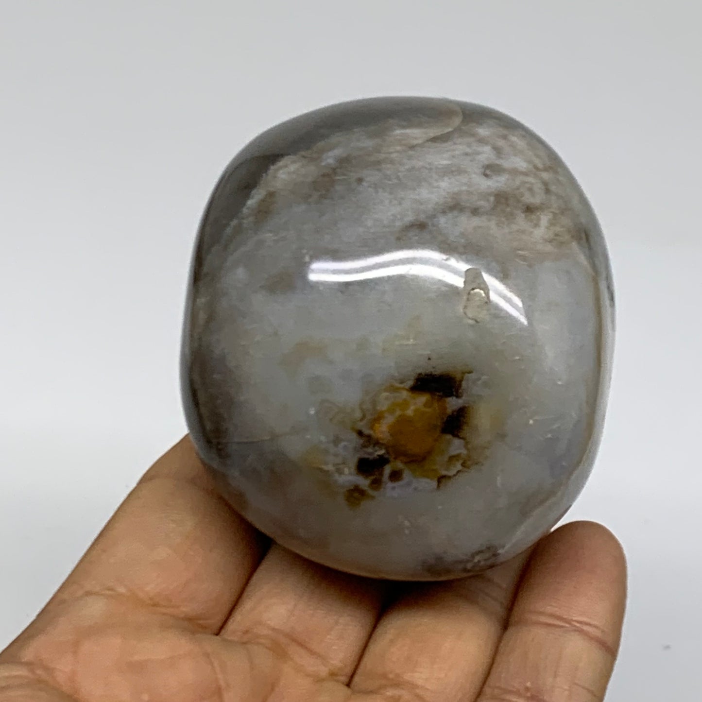 273.7g, 2.7"x2.3"x1.9" Natural Ocean Jasper Palm-Stone Orbicular Jasper, B38182