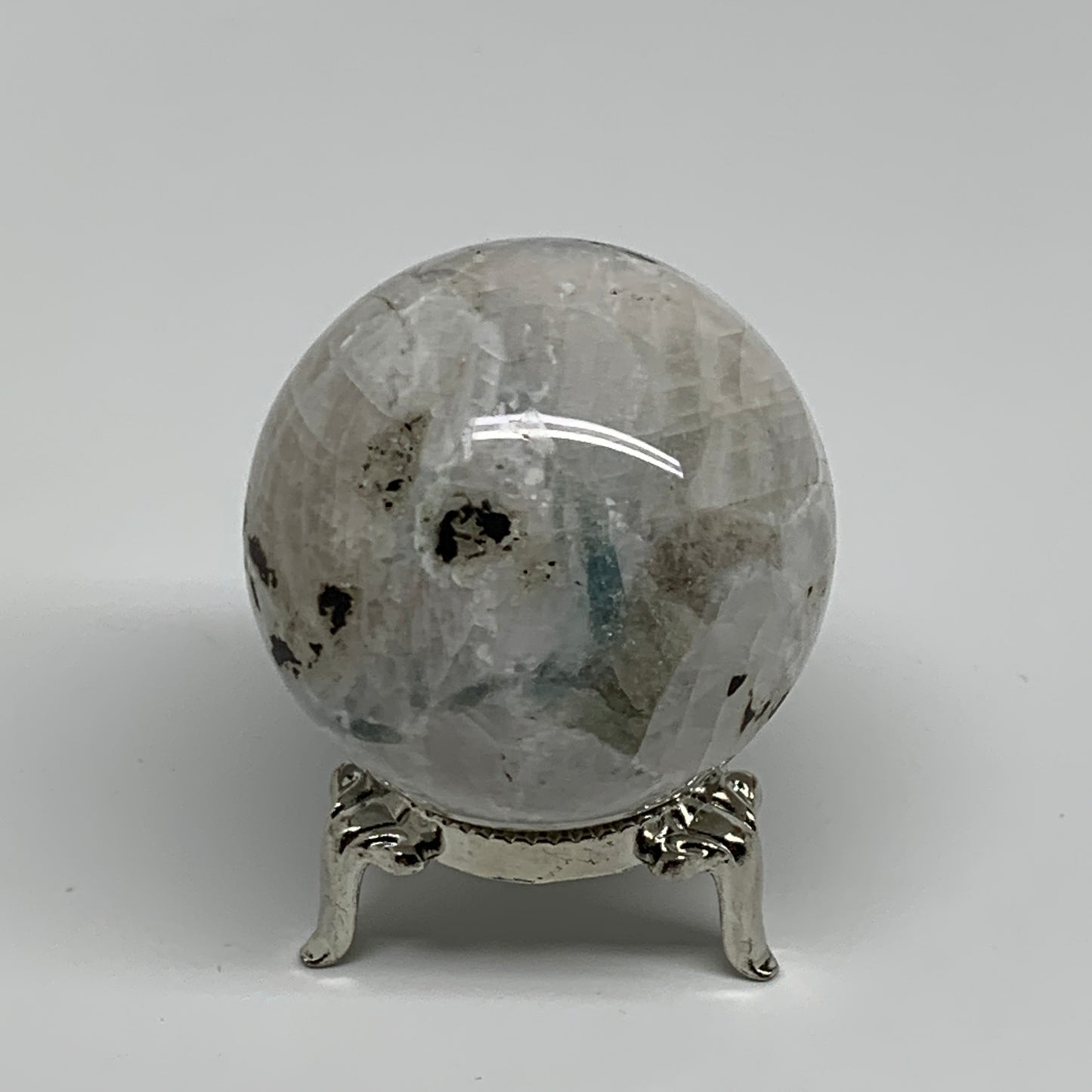 160g, 2"(49mm), Natural Rainbow Moonstone Sphere Ball Gemstone, B34332