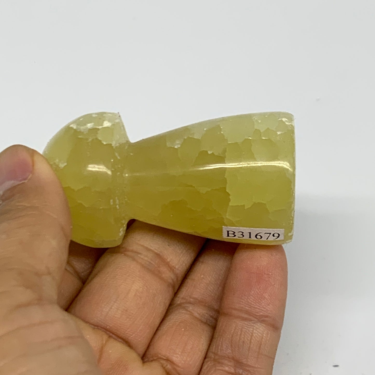98.5g, 2.3"x1.2" Natural Lemon Calcite Mushroom Gemstone @Pakistan, B31679