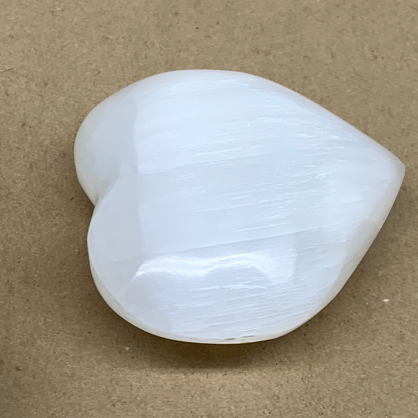 1.14 lbs, 4"x4.2"x1.7", Selenite Half Puffy Heart Crystals, Satin Spar, B36443