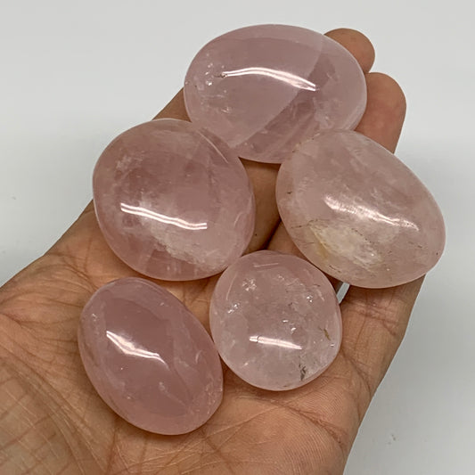 169.9g , 1.3"-1.6", 5pcs, Natural Pink Rose Quartz Palm-stone Crystal, B37240