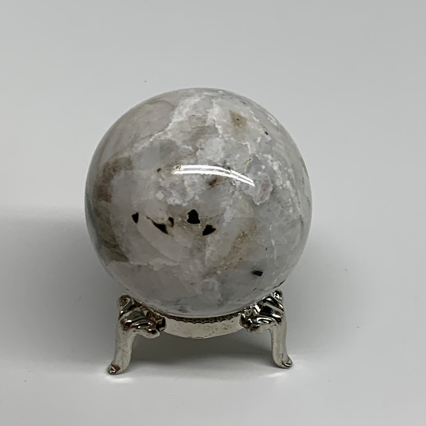 160g, 2"(49mm), Natural Rainbow Moonstone Sphere Ball Gemstone, B34332