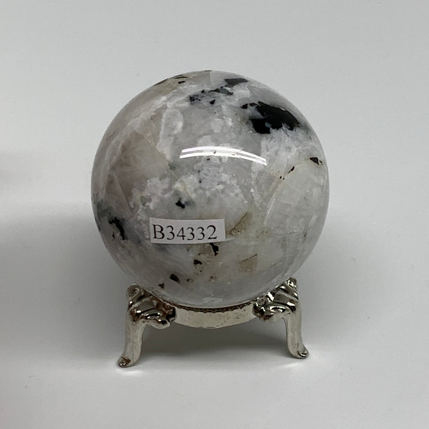 160g, 2"(49mm), Natural Rainbow Moonstone Sphere Ball Gemstone, B34332