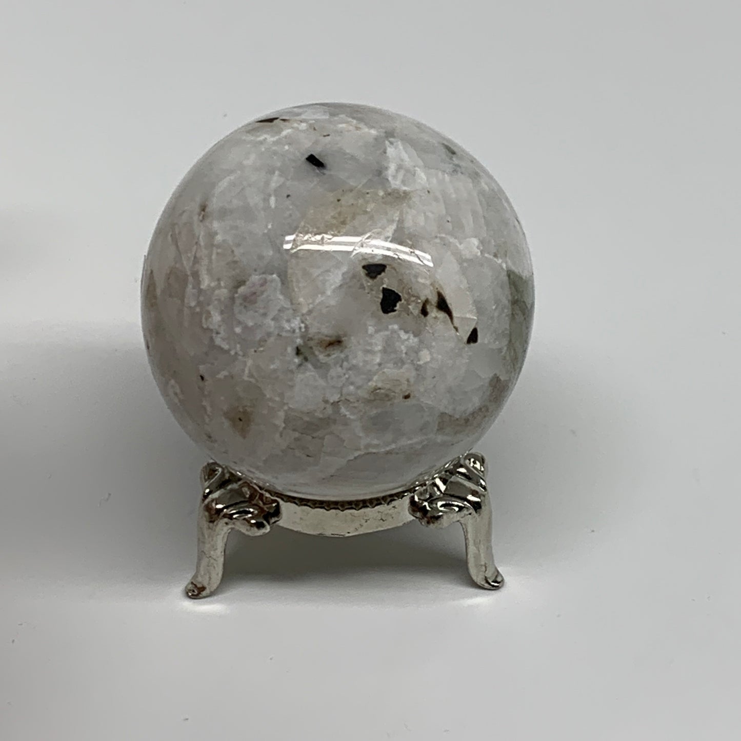 160g, 2"(49mm), Natural Rainbow Moonstone Sphere Ball Gemstone, B34332