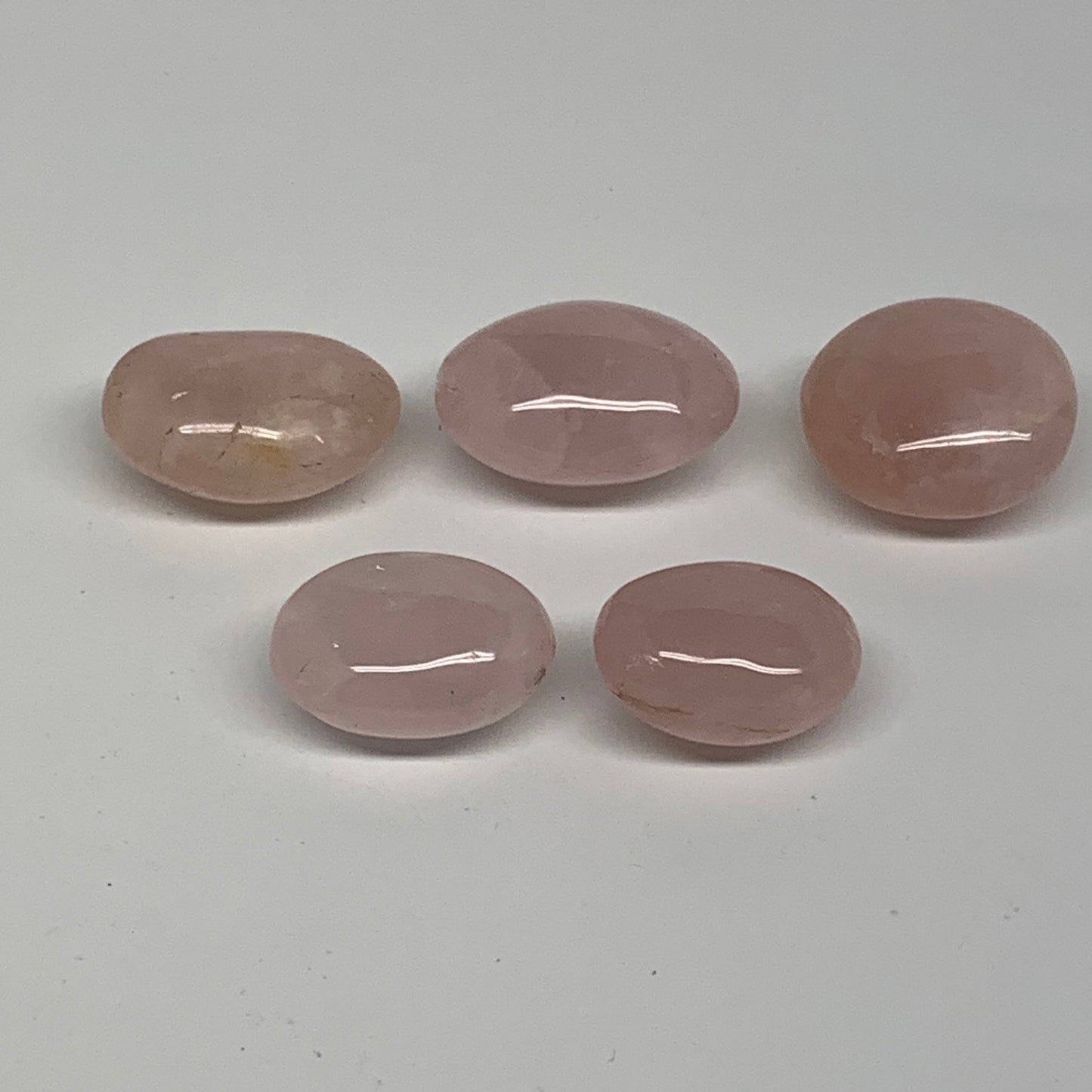 169.9g , 1.3"-1.6", 5pcs, Natural Pink Rose Quartz Palm-stone Crystal, B37240