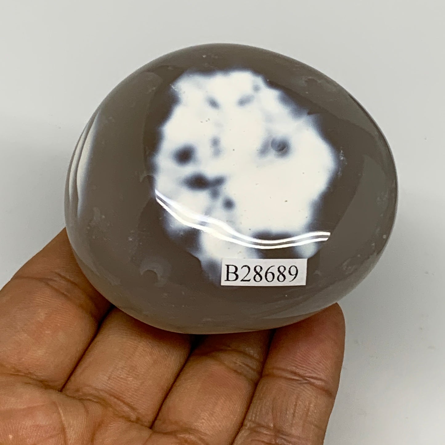 197.2g, 2.5"x2.3"x1.6" Orca Agate Palm-Stone Reiki Energy Crystal Reiki, B28689