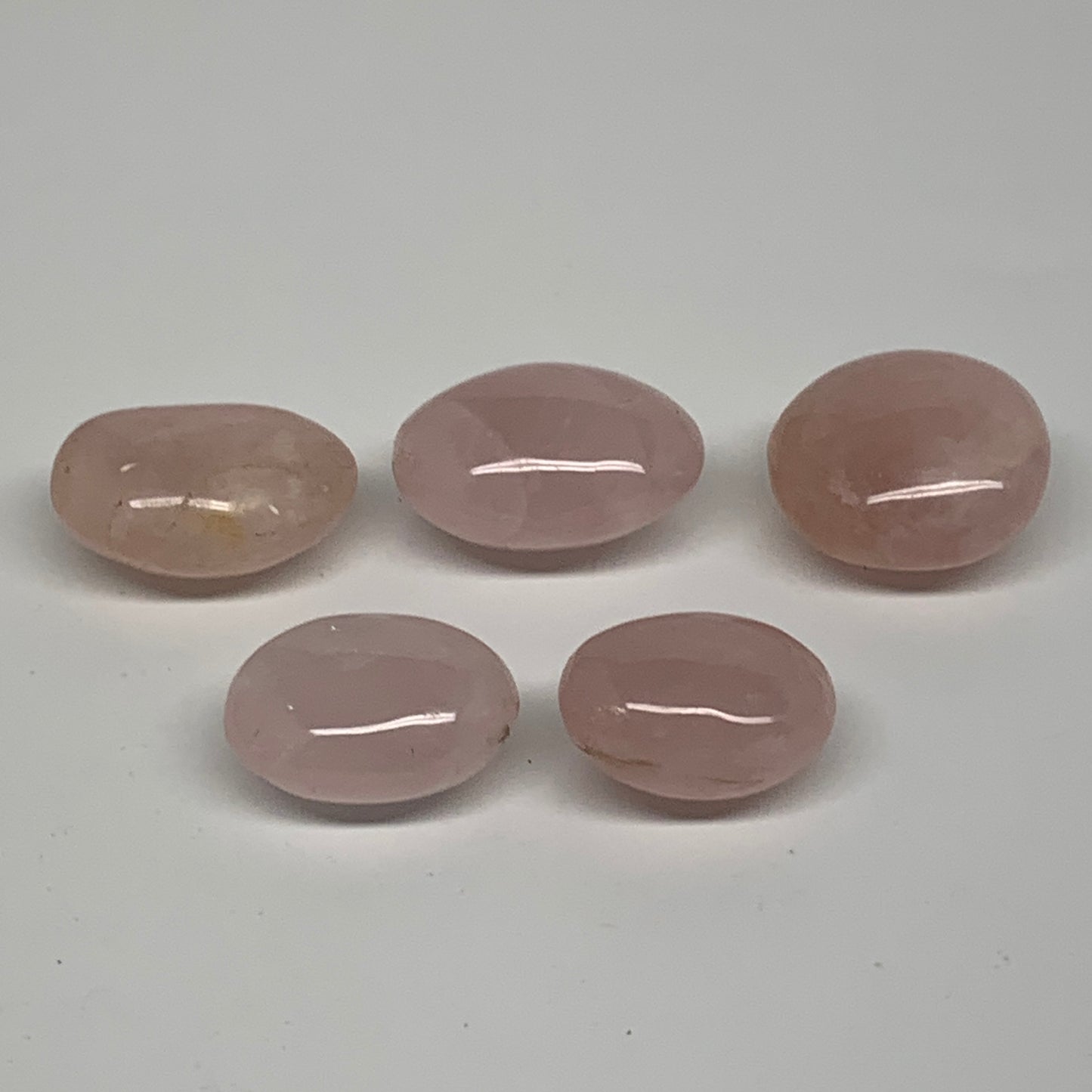 169.9g , 1.3"-1.6", 5pcs, Natural Pink Rose Quartz Palm-stone Crystal, B37240