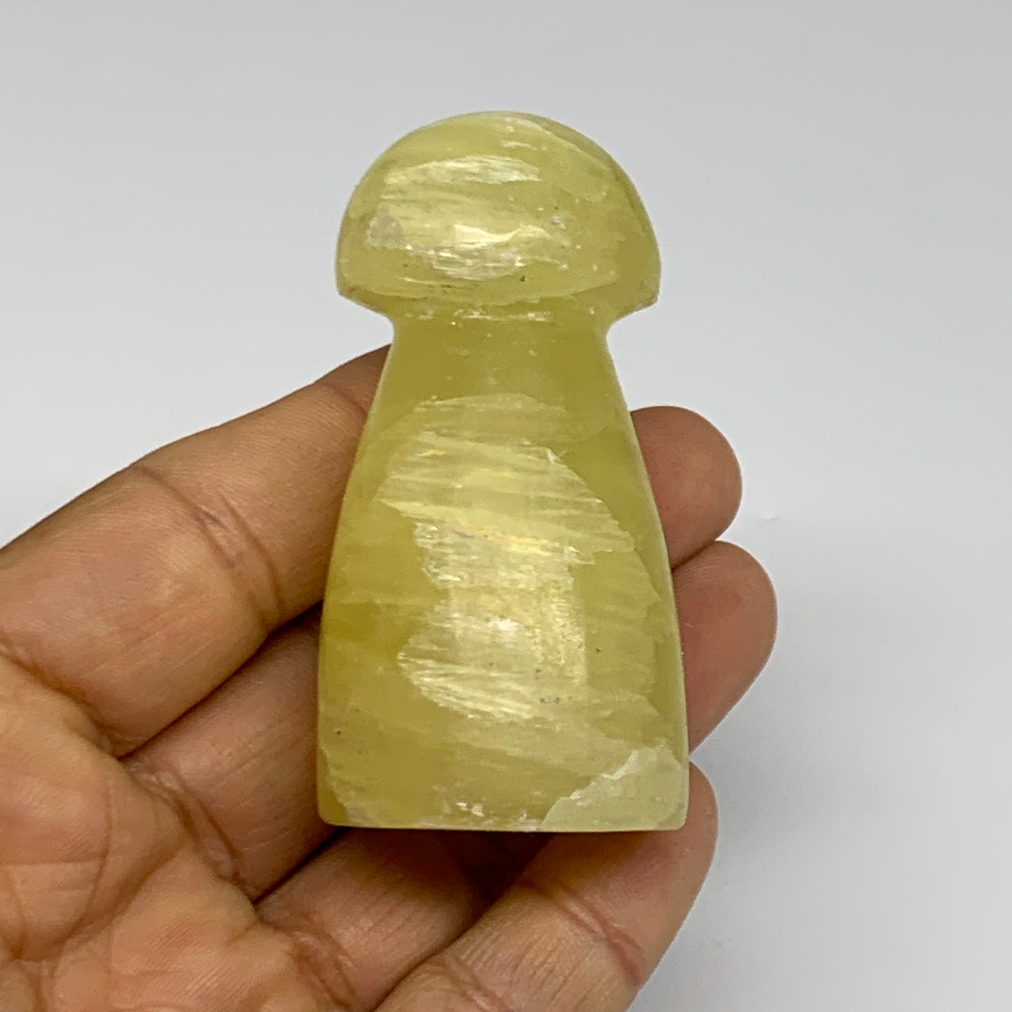 102.3g, 2.4"x1.2" Natural Lemon Calcite Mushroom Gemstone @Pakistan, B31678