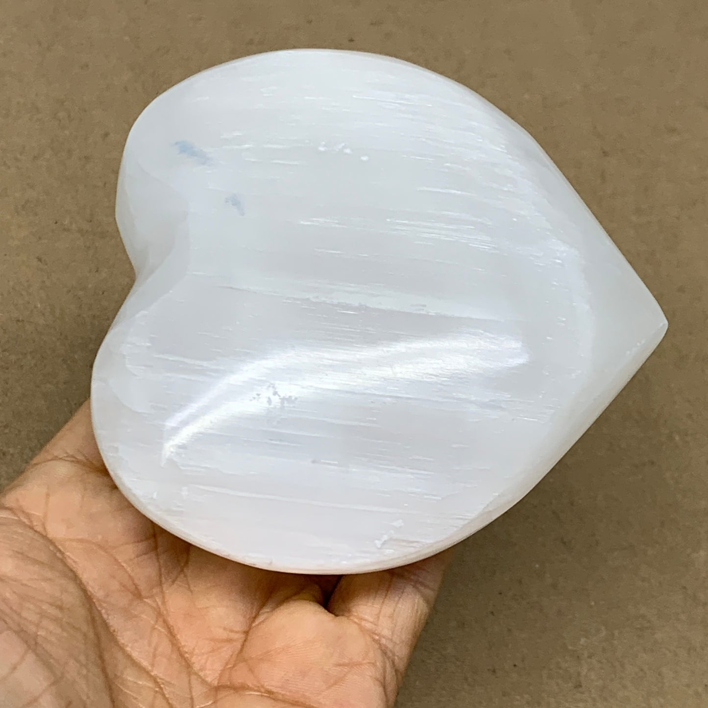 1 lbs, 4"x4.2"x1.8", Selenite Half Puffy Heart Crystals, Satin Spar, B36444