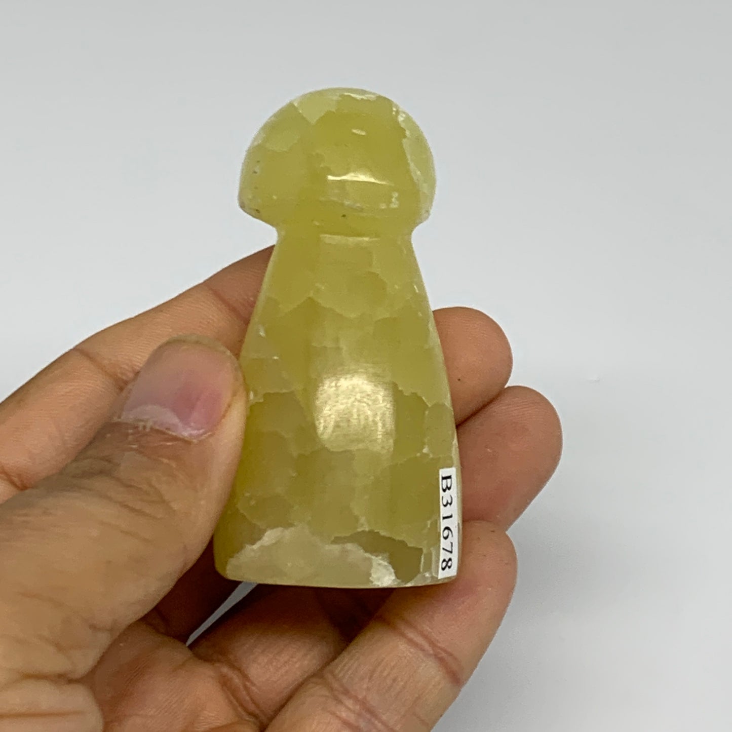102.3g, 2.4"x1.2" Natural Lemon Calcite Mushroom Gemstone @Pakistan, B31678