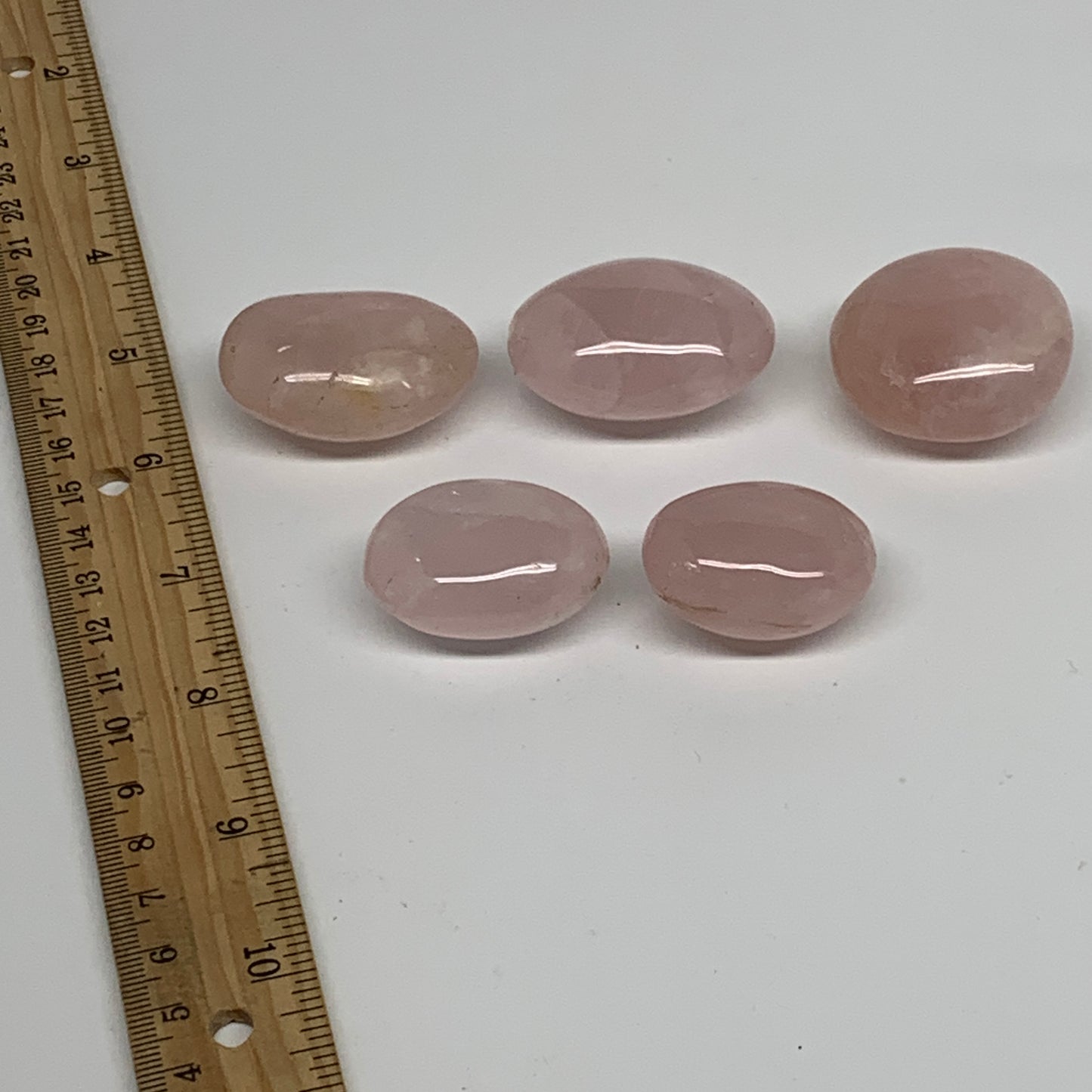 169.9g , 1.3"-1.6", 5pcs, Natural Pink Rose Quartz Palm-stone Crystal, B37240