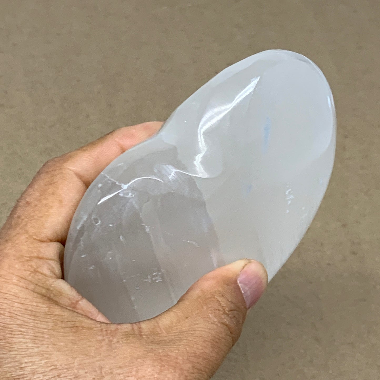 1 lbs, 4"x4.2"x1.8", Selenite Half Puffy Heart Crystals, Satin Spar, B36444