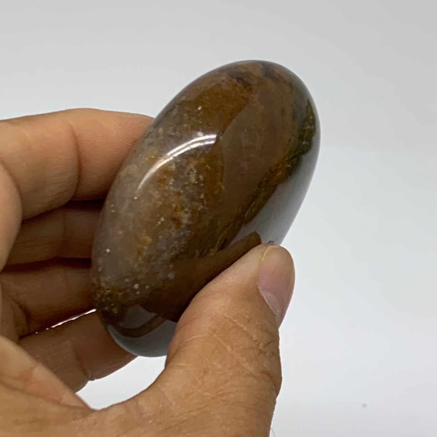 107.5g, 2.4"x2.1"x0.9" Natural Ocean Jasper Palm-Stone Orbicular Jasper, B38183