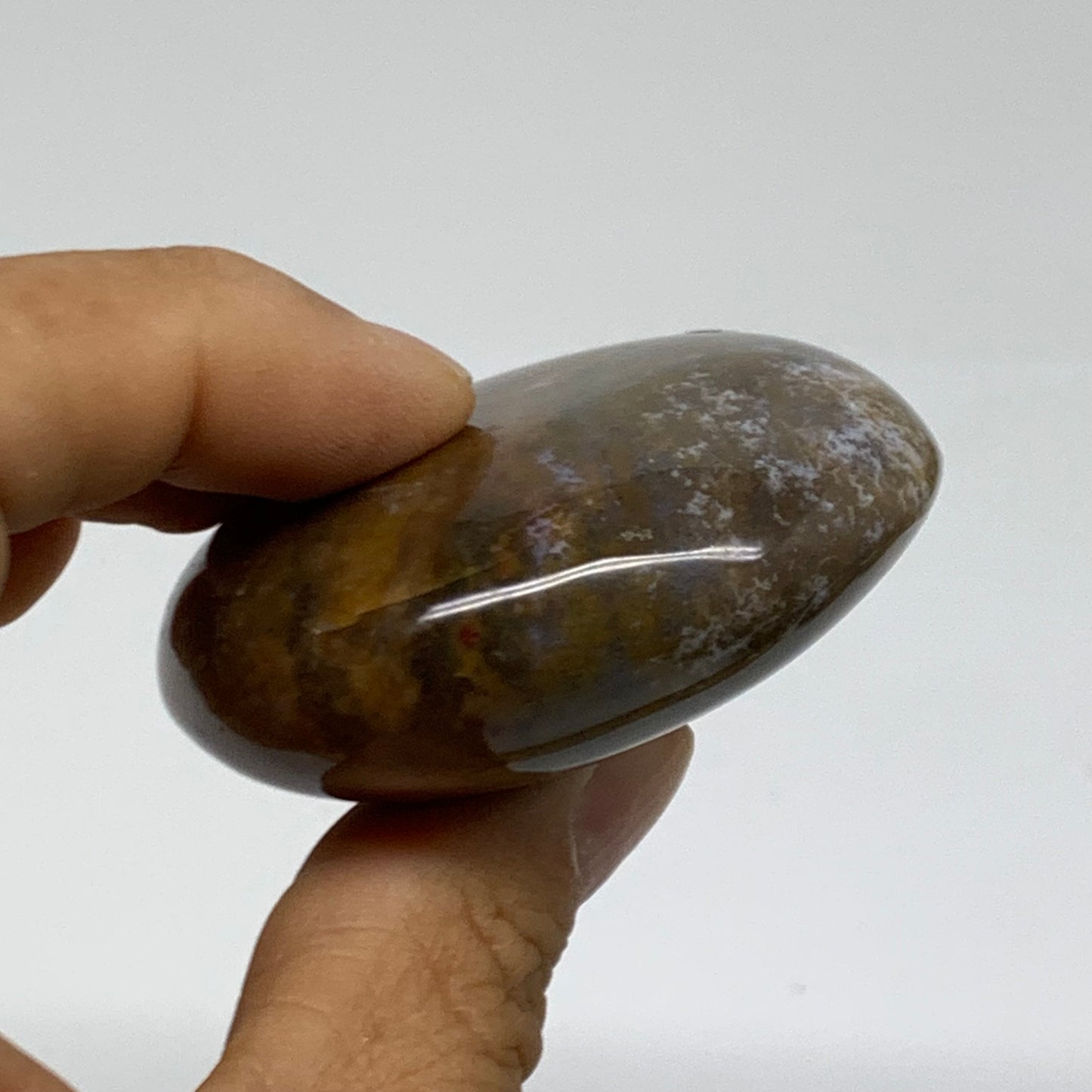 107.5g, 2.4"x2.1"x0.9" Natural Ocean Jasper Palm-Stone Orbicular Jasper, B38183