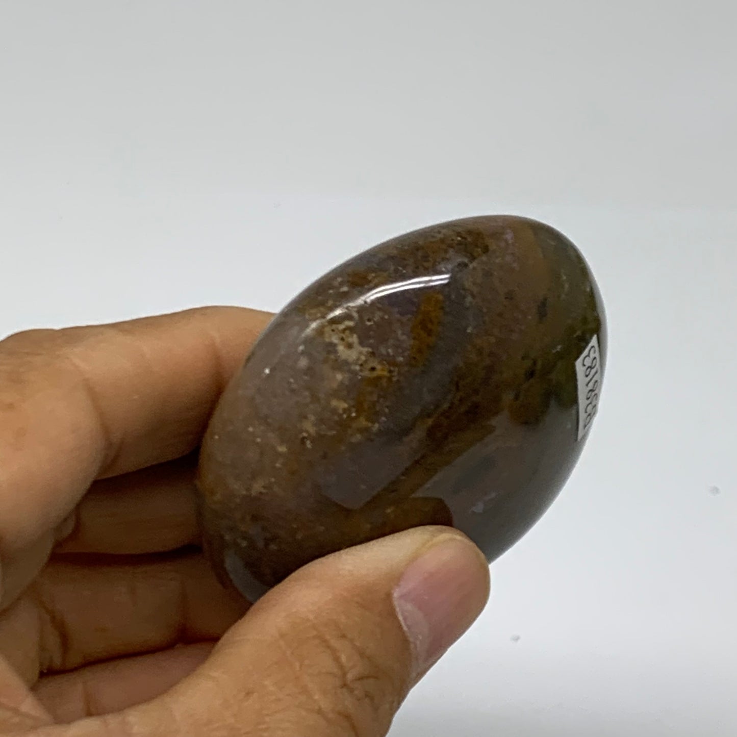 107.5g, 2.4"x2.1"x0.9" Natural Ocean Jasper Palm-Stone Orbicular Jasper, B38183