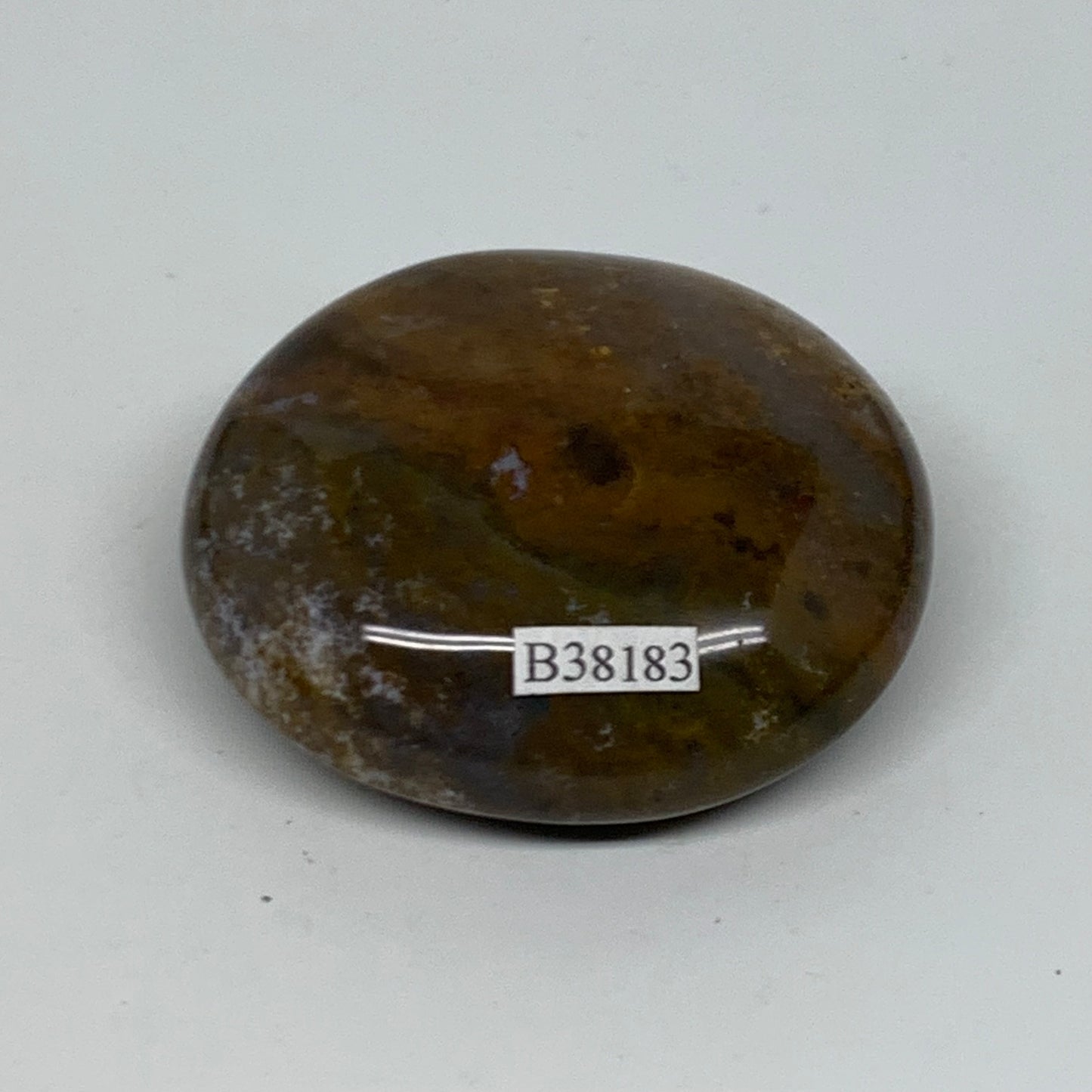 107.5g, 2.4"x2.1"x0.9" Natural Ocean Jasper Palm-Stone Orbicular Jasper, B38183