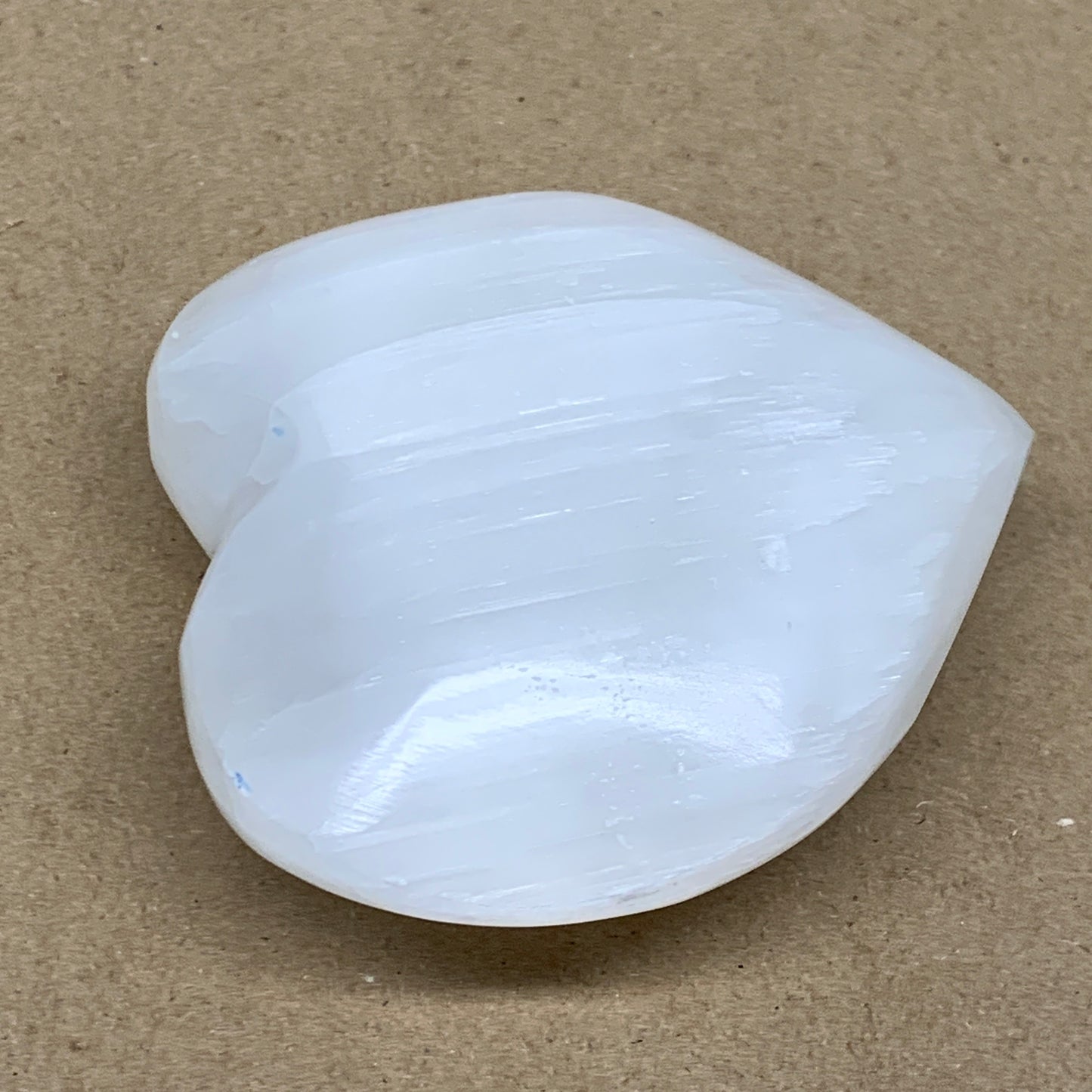 1 lbs, 4"x4.2"x1.8", Selenite Half Puffy Heart Crystals, Satin Spar, B36444