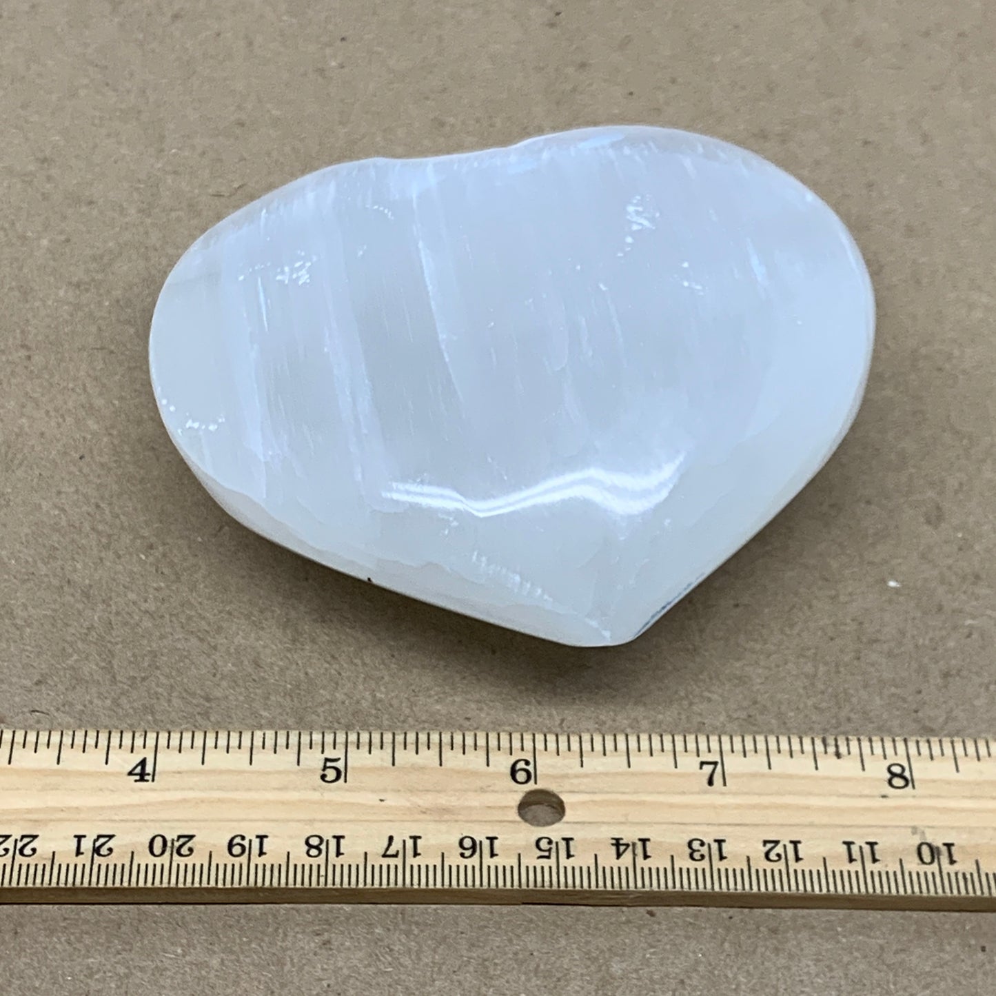 1 lbs, 4"x4.2"x1.8", Selenite Half Puffy Heart Crystals, Satin Spar, B36444