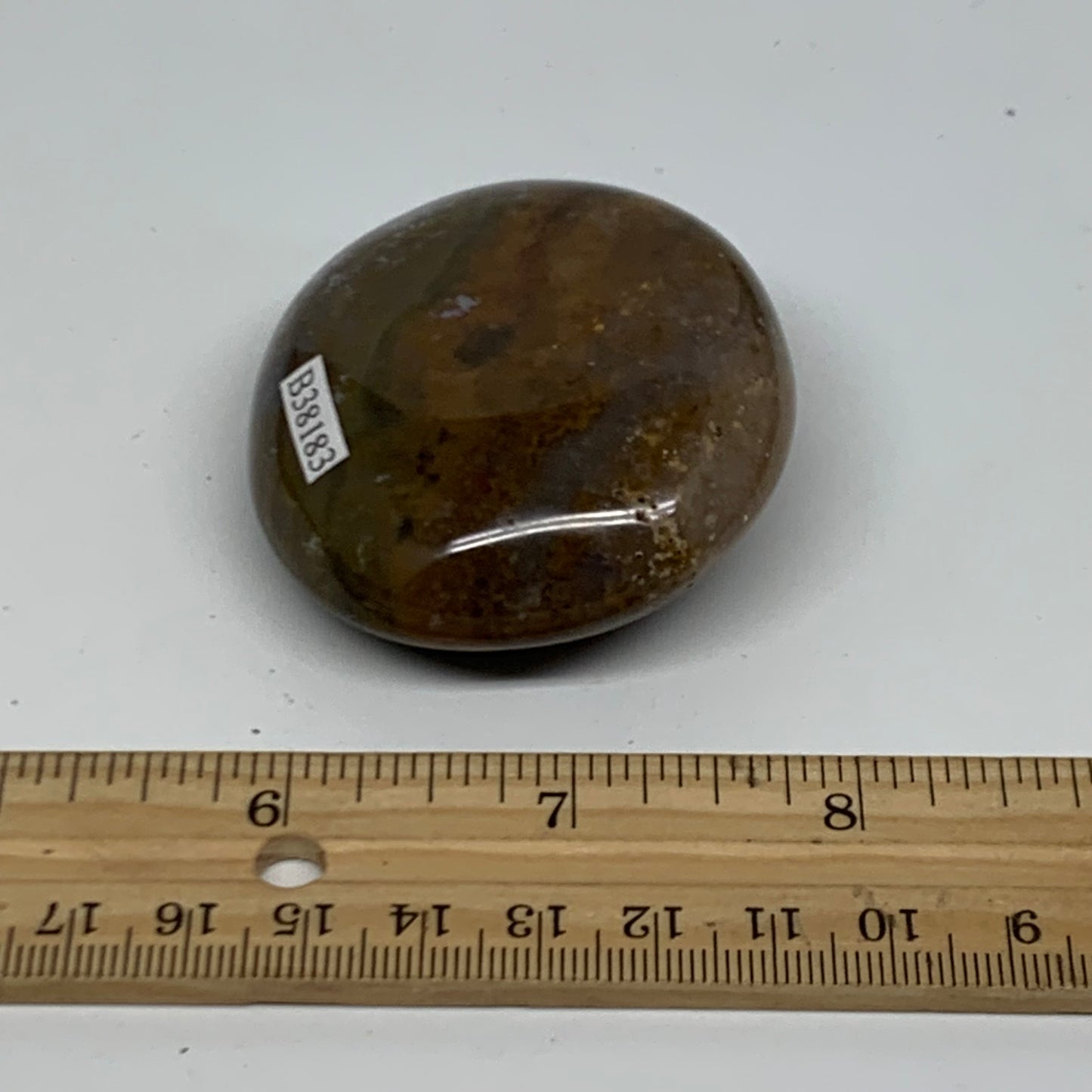 107.5g, 2.4"x2.1"x0.9" Natural Ocean Jasper Palm-Stone Orbicular Jasper, B38183