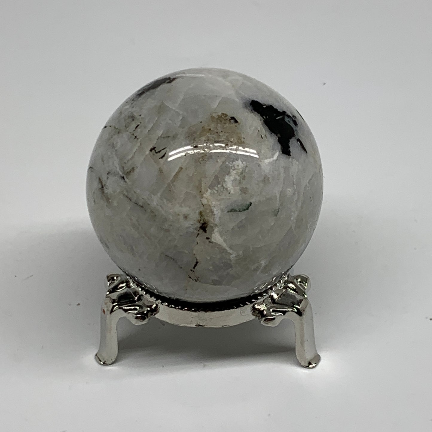 223.8g, 2.1"(54mm), Natural Rainbow Moonstone Sphere Ball Gemstone, B34333