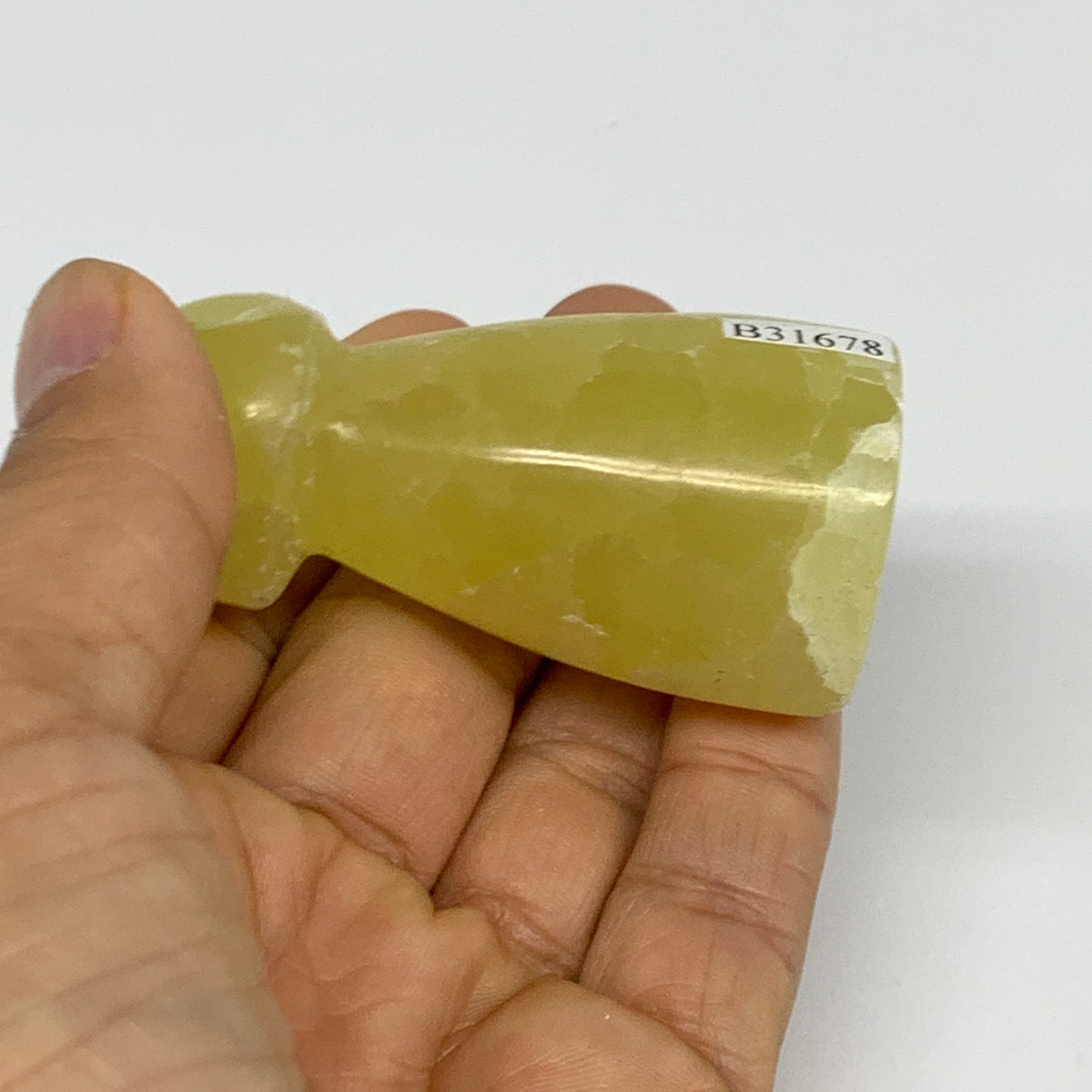 102.3g, 2.4"x1.2" Natural Lemon Calcite Mushroom Gemstone @Pakistan, B31678