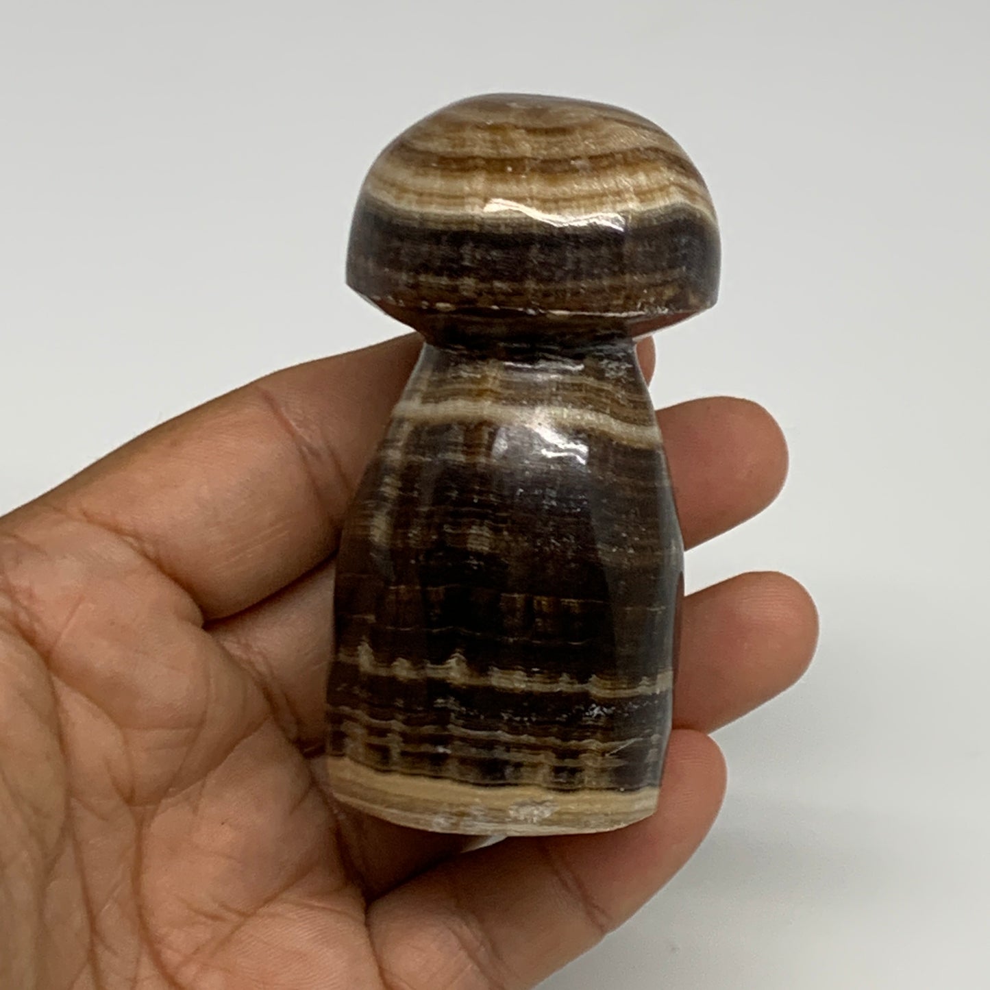 169.4g, 2.9"x1.4" Natural Chocolate Calcite Mushroom Gemstone @Pakistan, B30163