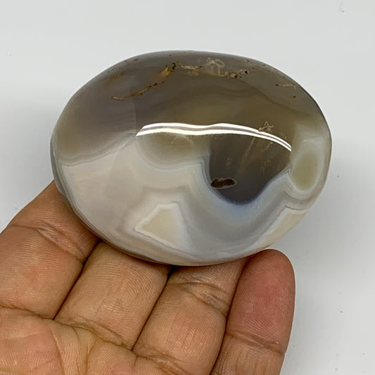 118.4g, 2.5"x2"x1.2" Orca Agate Palm-Stone Reiki Energy Crystal Reiki, B28688