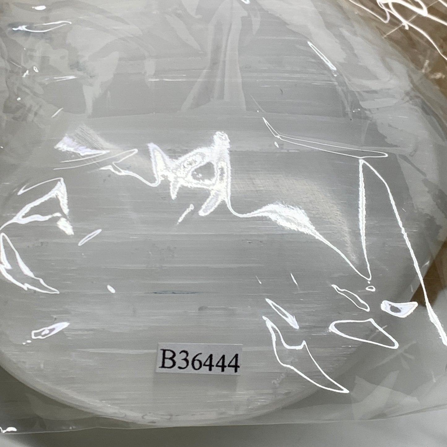 1 lbs, 4"x4.2"x1.8", Selenite Half Puffy Heart Crystals, Satin Spar, B36444