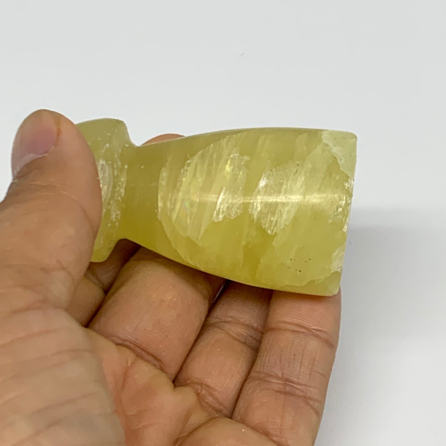102.3g, 2.4"x1.2" Natural Lemon Calcite Mushroom Gemstone @Pakistan, B31678