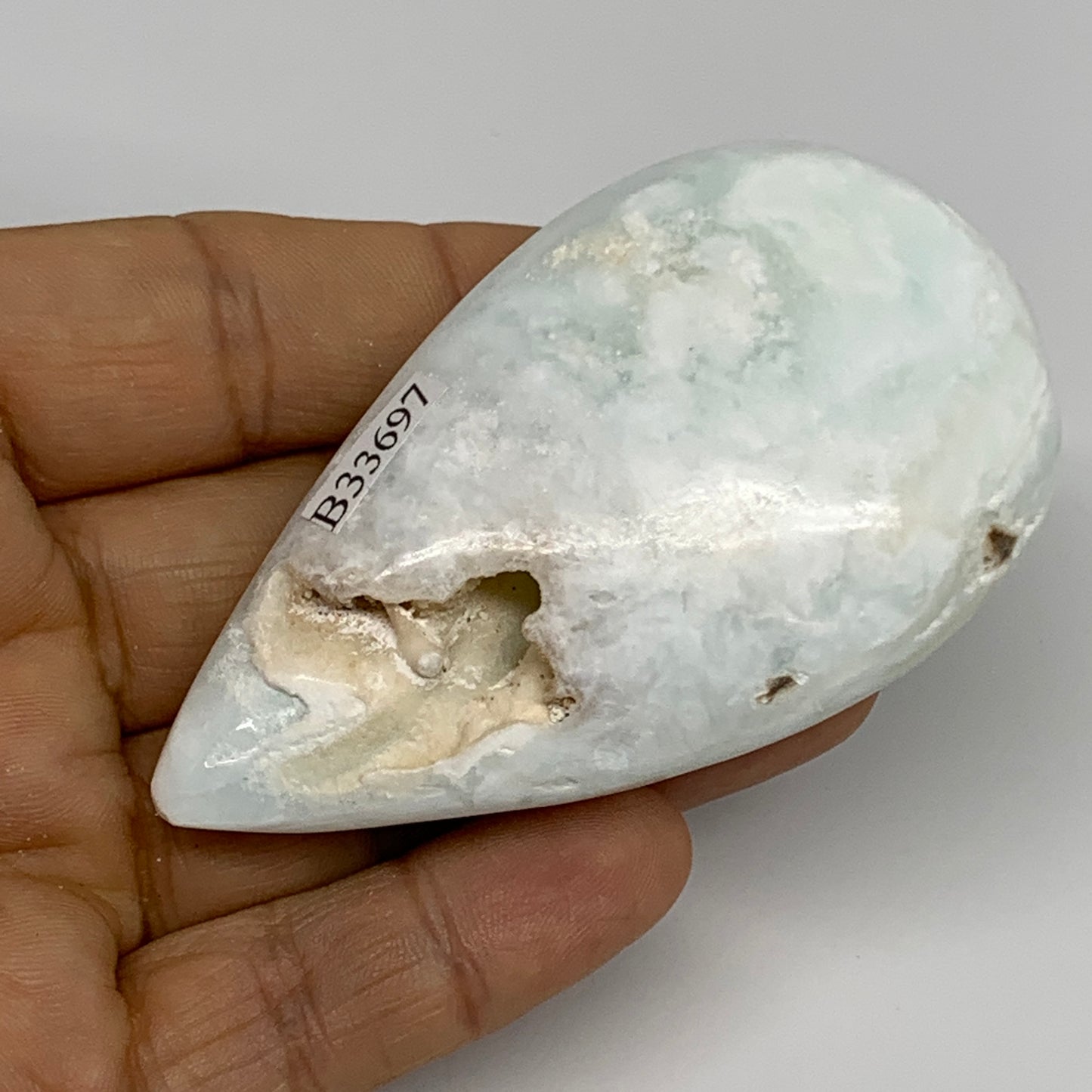 100g, 3"x1.7"x1", Caribbean Calcite Teardrop Shape @Afghanistan, B33697