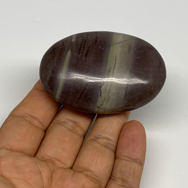 96.3g, 2.5"x1.7"x0.9", Narmada Shiva Lingam Palm-Stone Polished, B29396