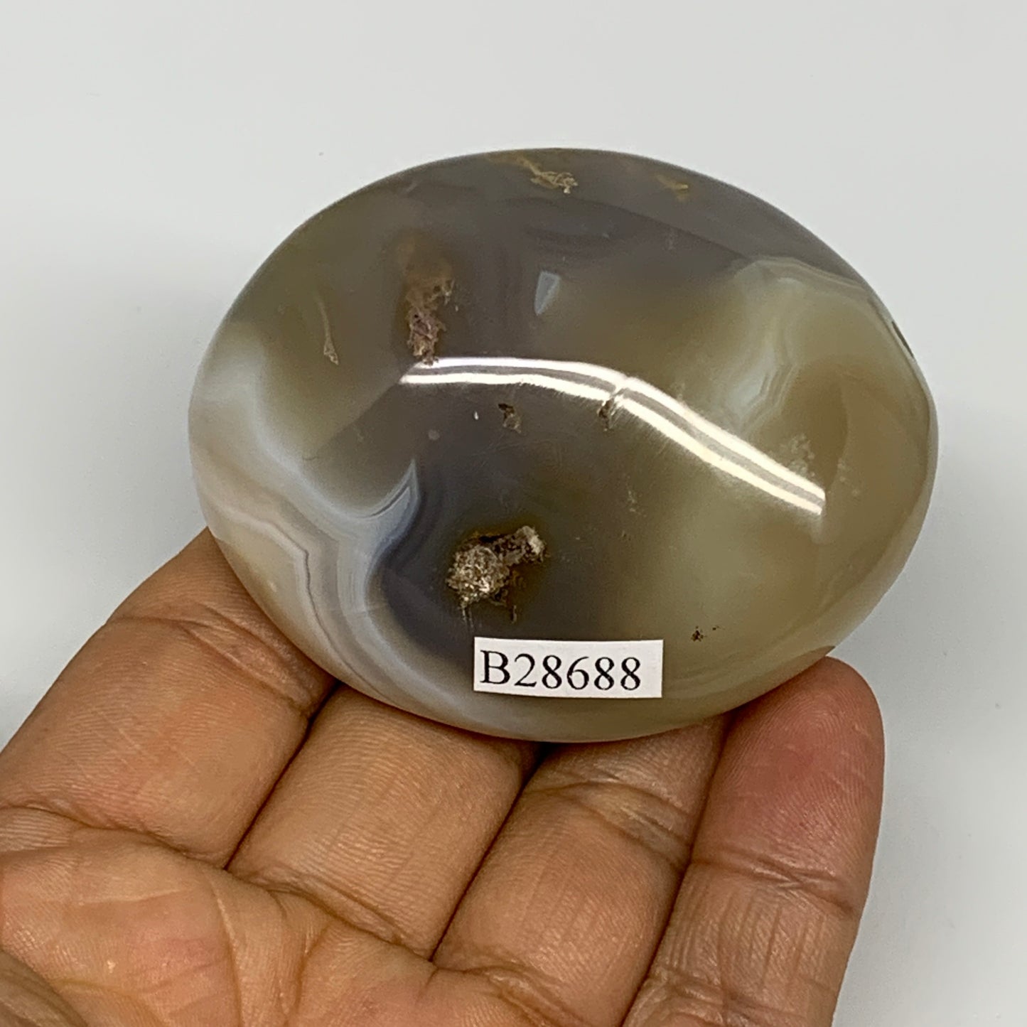 118.4g, 2.5"x2"x1.2" Orca Agate Palm-Stone Reiki Energy Crystal Reiki, B28688