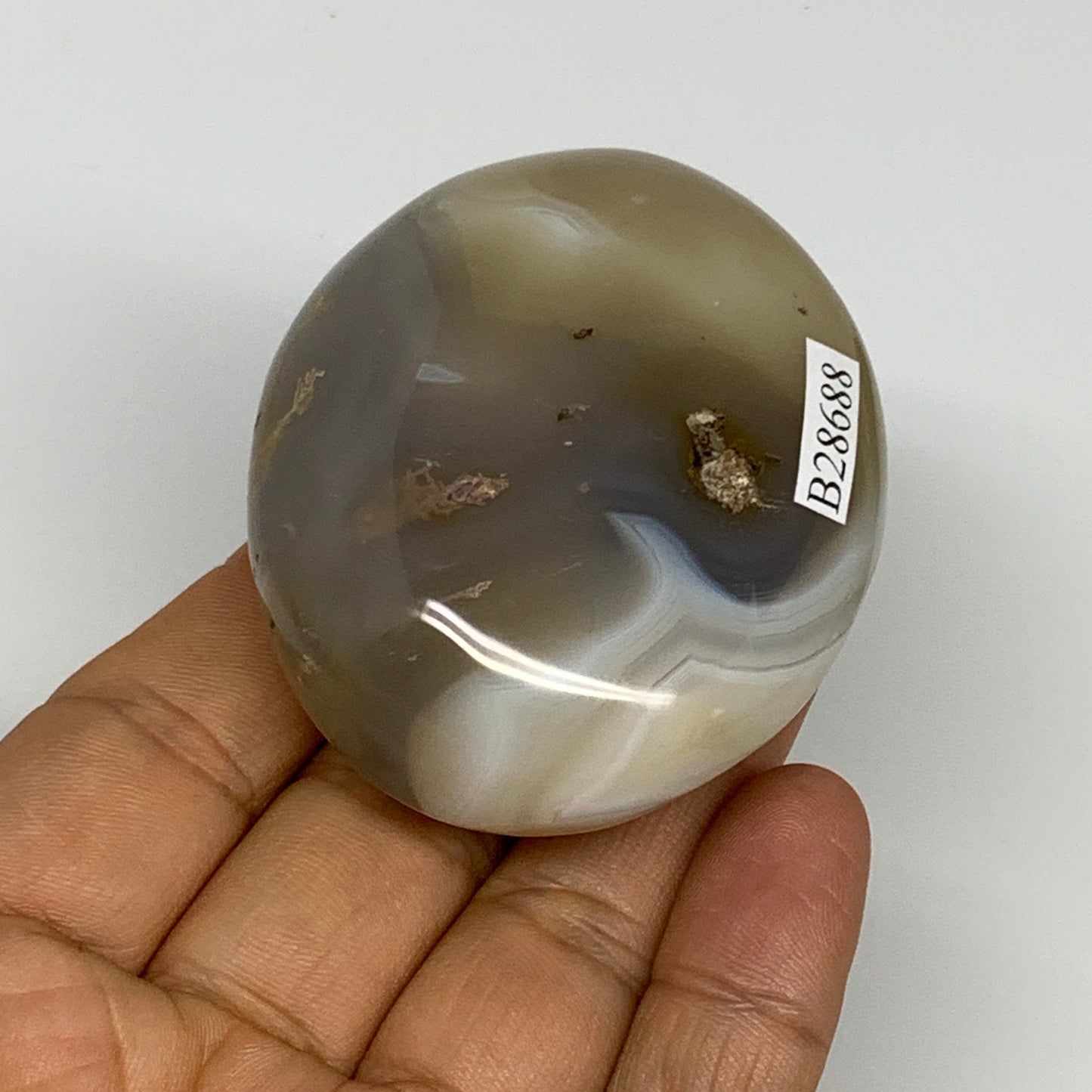 118.4g, 2.5"x2"x1.2" Orca Agate Palm-Stone Reiki Energy Crystal Reiki, B28688