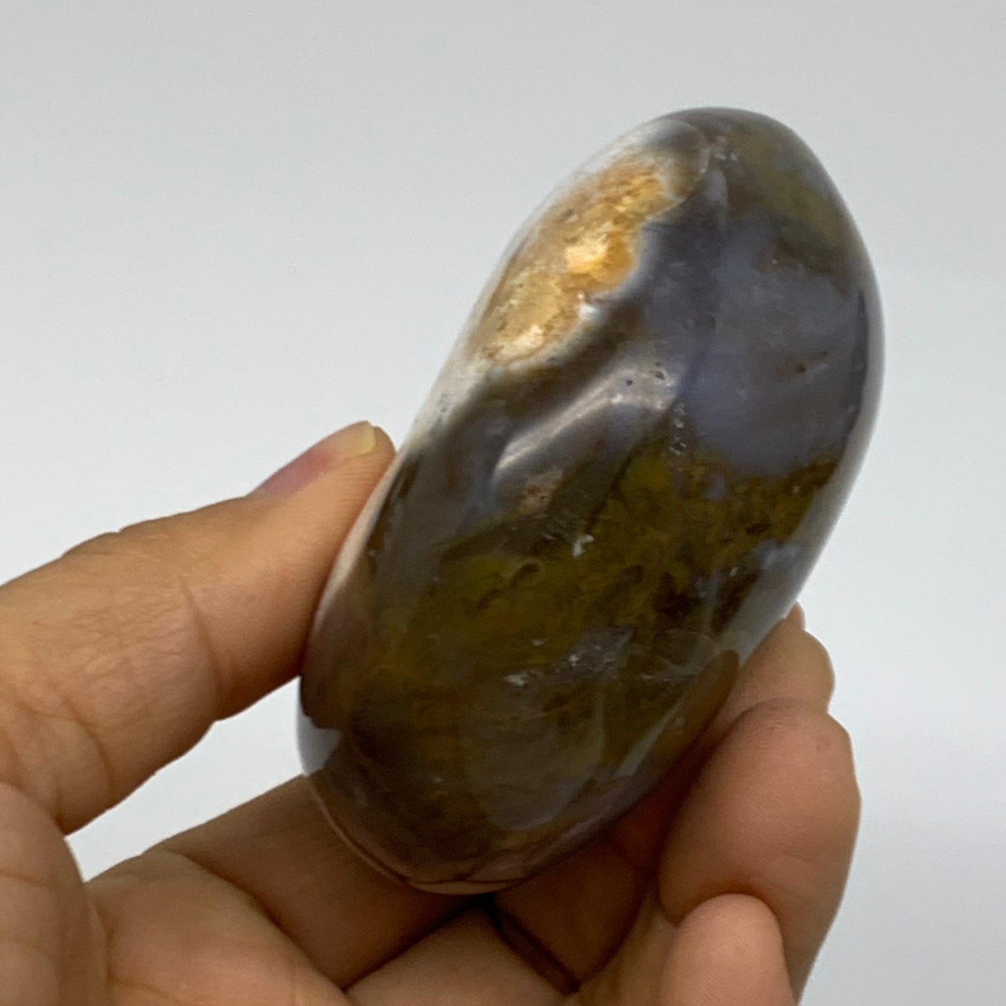 254.9g, 2.9"x2.7"x1.4" Natural Ocean Jasper Palm-Stone Orbicular Jasper, B38184