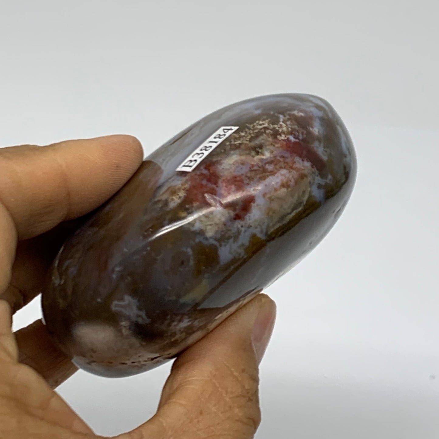 254.9g, 2.9"x2.7"x1.4" Natural Ocean Jasper Palm-Stone Orbicular Jasper, B38184