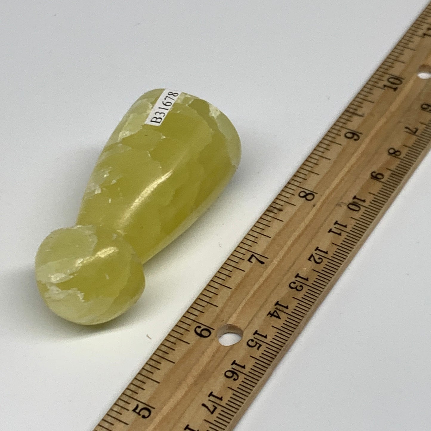 102.3g, 2.4"x1.2" Natural Lemon Calcite Mushroom Gemstone @Pakistan, B31678