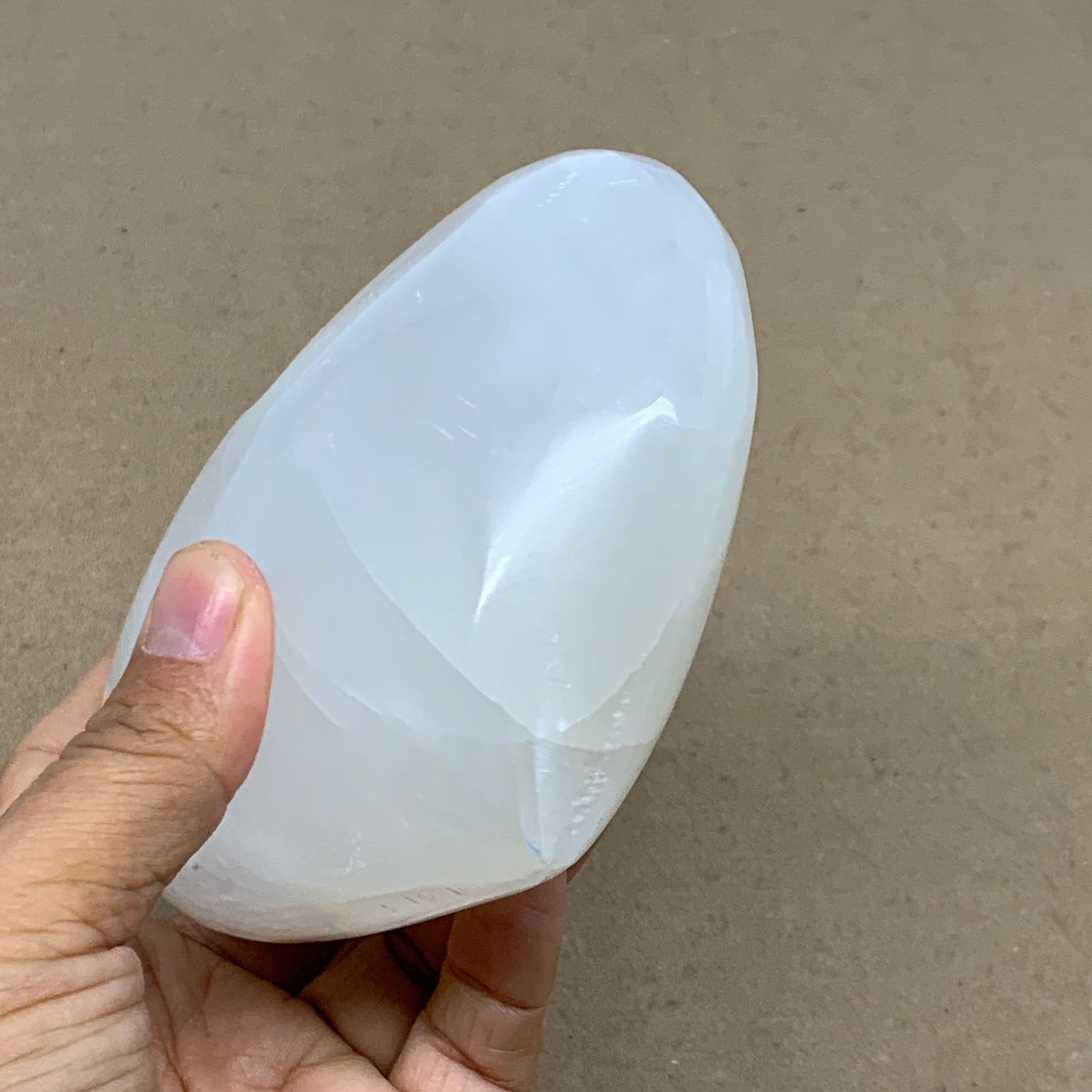 1.2 lbs, 4"x4.6"x1.7", Selenite Half Puffy Heart Crystals, Satin Spar, B36445