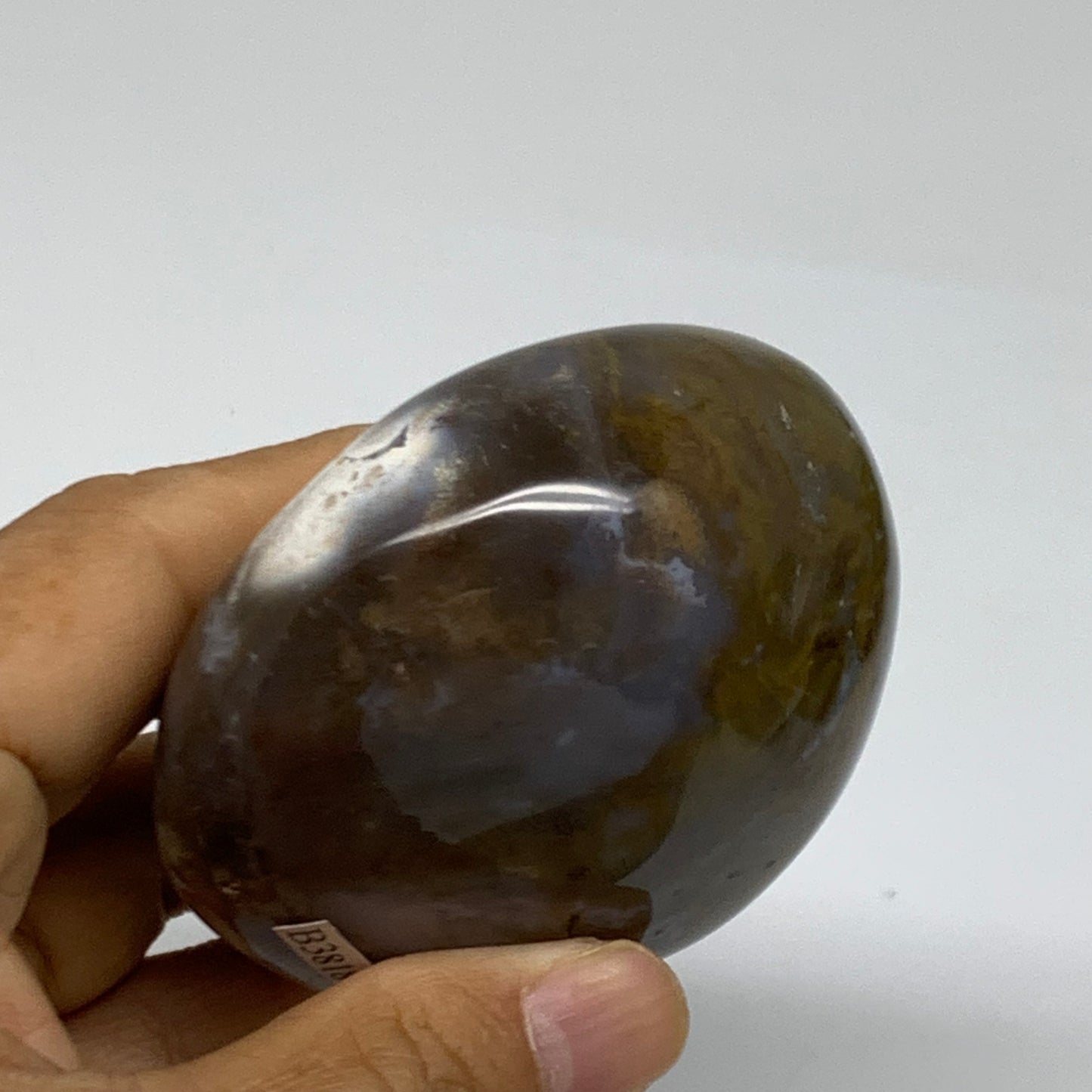 254.9g, 2.9"x2.7"x1.4" Natural Ocean Jasper Palm-Stone Orbicular Jasper, B38184