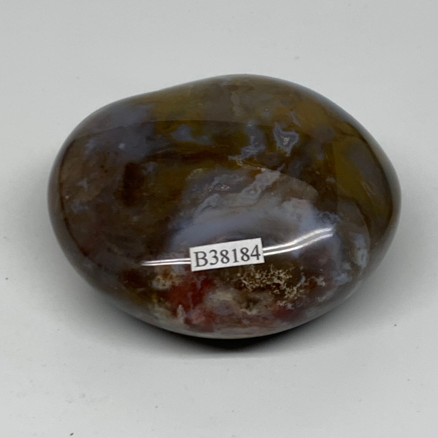 254.9g, 2.9"x2.7"x1.4" Natural Ocean Jasper Palm-Stone Orbicular Jasper, B38184