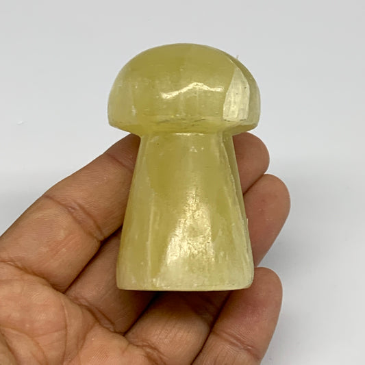 128.5g, 2.3"x1.3" Natural Lemon Calcite Mushroom Gemstone @Pakistan, B31677