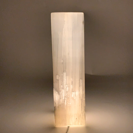 10.4 lbs. 11.75"x3.5", Rectangle Selenite (Satin Spar) Lamp, w/6ft Chord, B35791