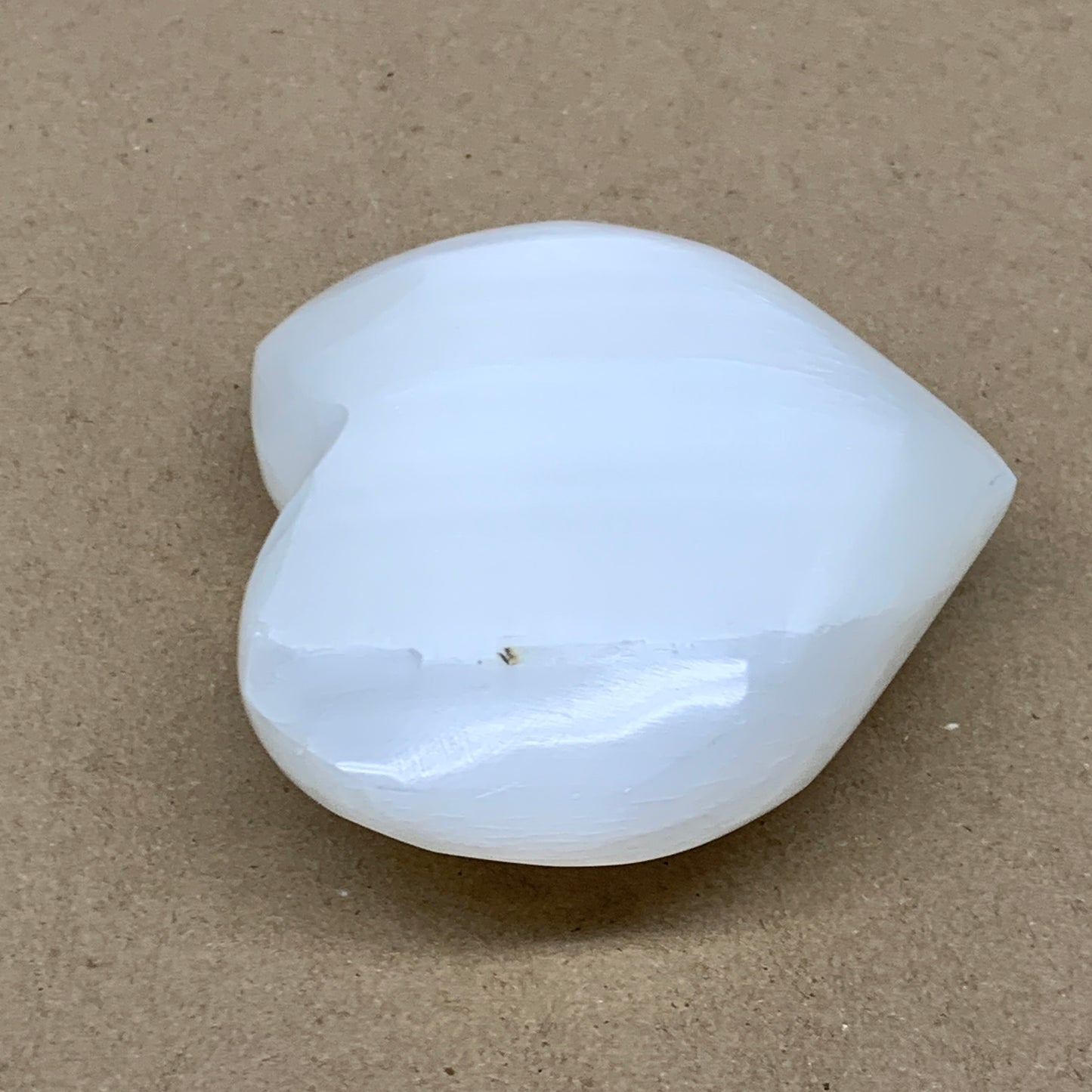 1.2 lbs, 4"x4.6"x1.7", Selenite Half Puffy Heart Crystals, Satin Spar, B36445