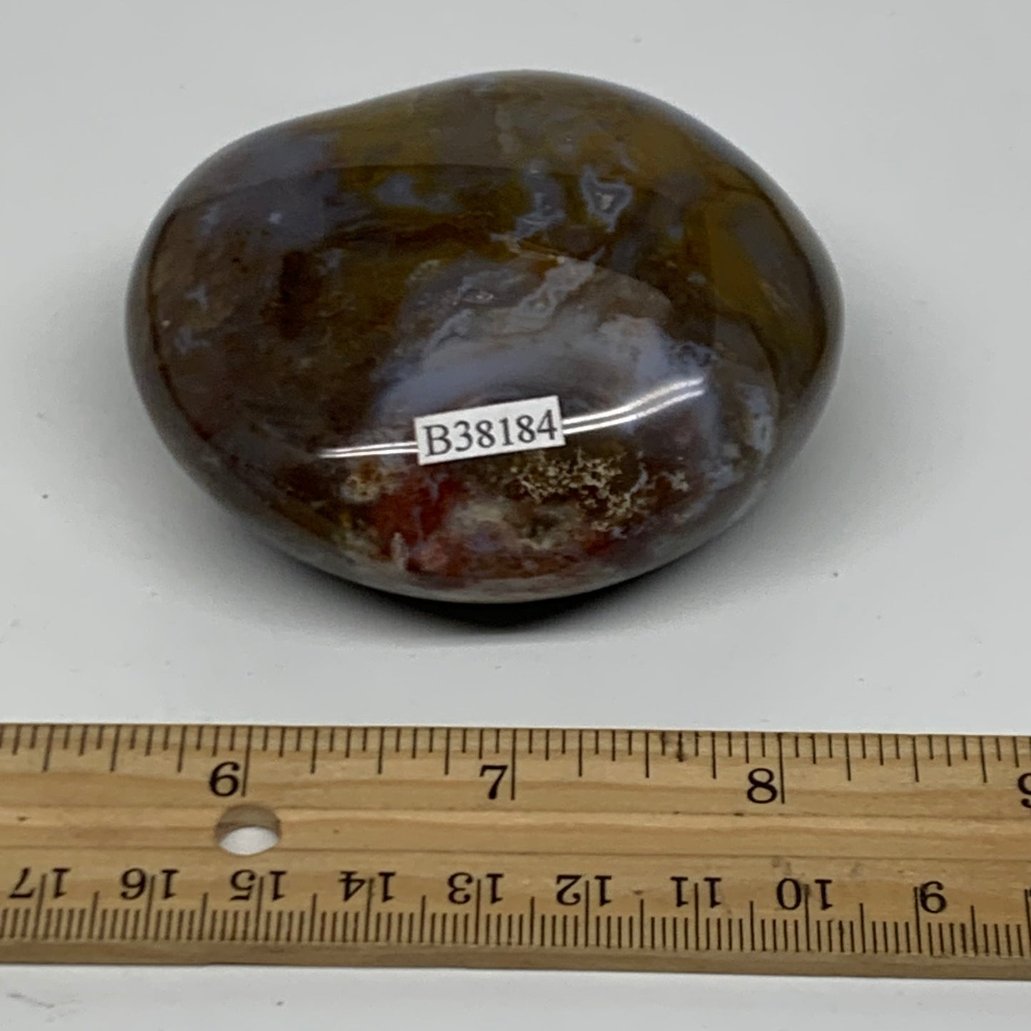 254.9g, 2.9"x2.7"x1.4" Natural Ocean Jasper Palm-Stone Orbicular Jasper, B38184