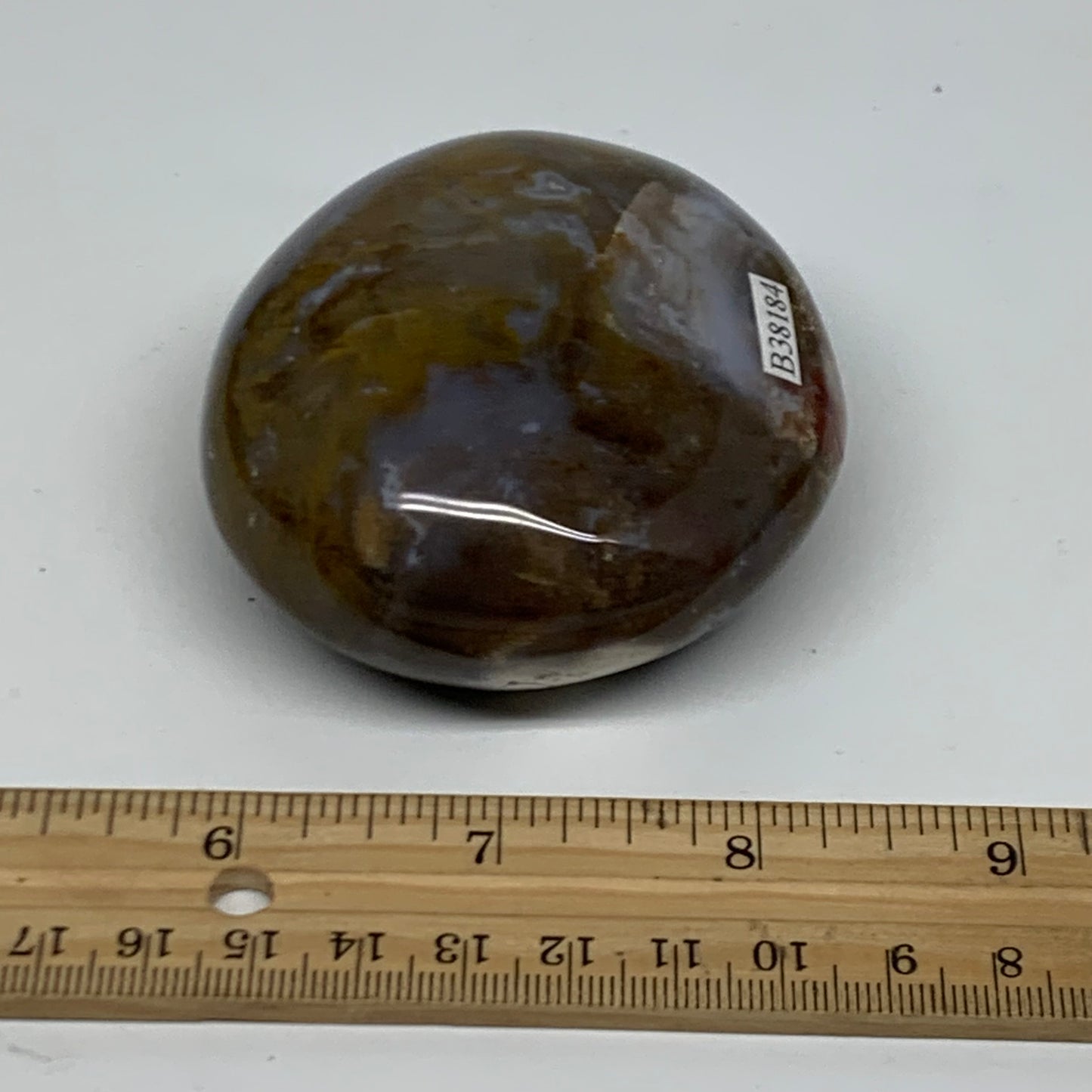254.9g, 2.9"x2.7"x1.4" Natural Ocean Jasper Palm-Stone Orbicular Jasper, B38184