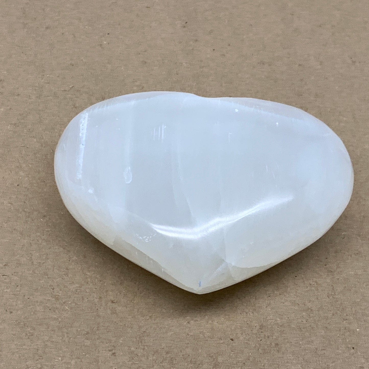 1.2 lbs, 4"x4.6"x1.7", Selenite Half Puffy Heart Crystals, Satin Spar, B36445