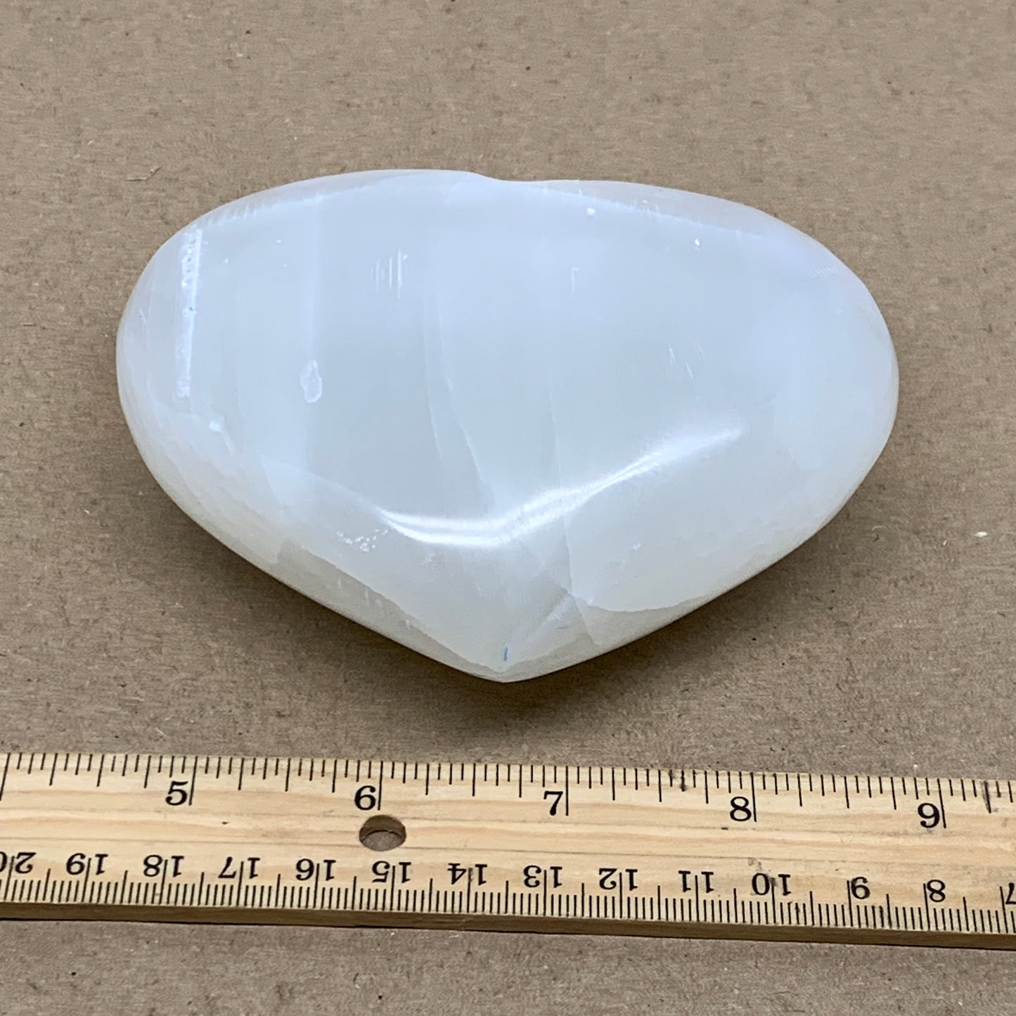1.2 lbs, 4"x4.6"x1.7", Selenite Half Puffy Heart Crystals, Satin Spar, B36445