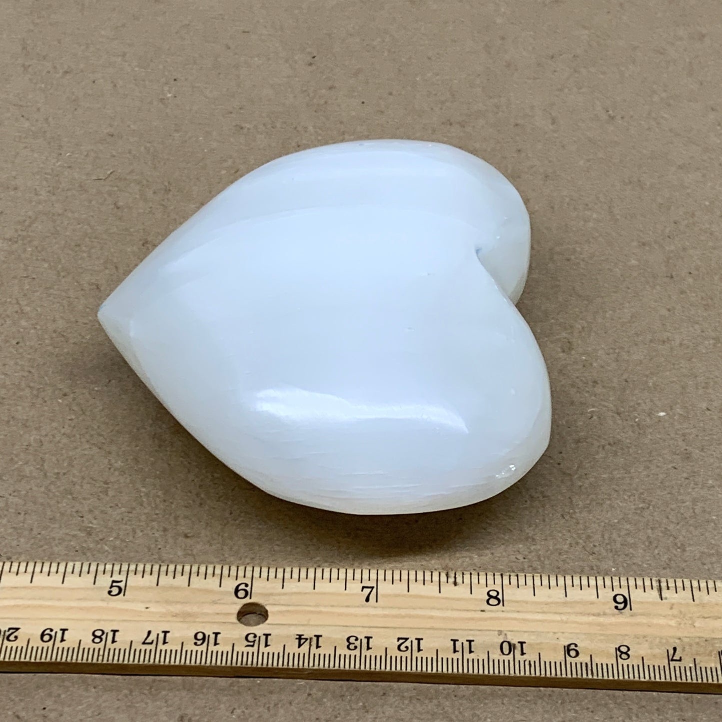 1.2 lbs, 4"x4.6"x1.7", Selenite Half Puffy Heart Crystals, Satin Spar, B36445