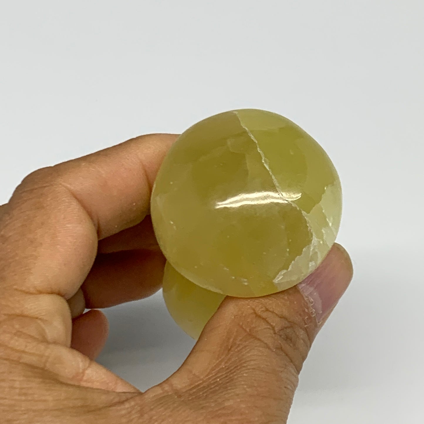128.5g, 2.3"x1.3" Natural Lemon Calcite Mushroom Gemstone @Pakistan, B31677