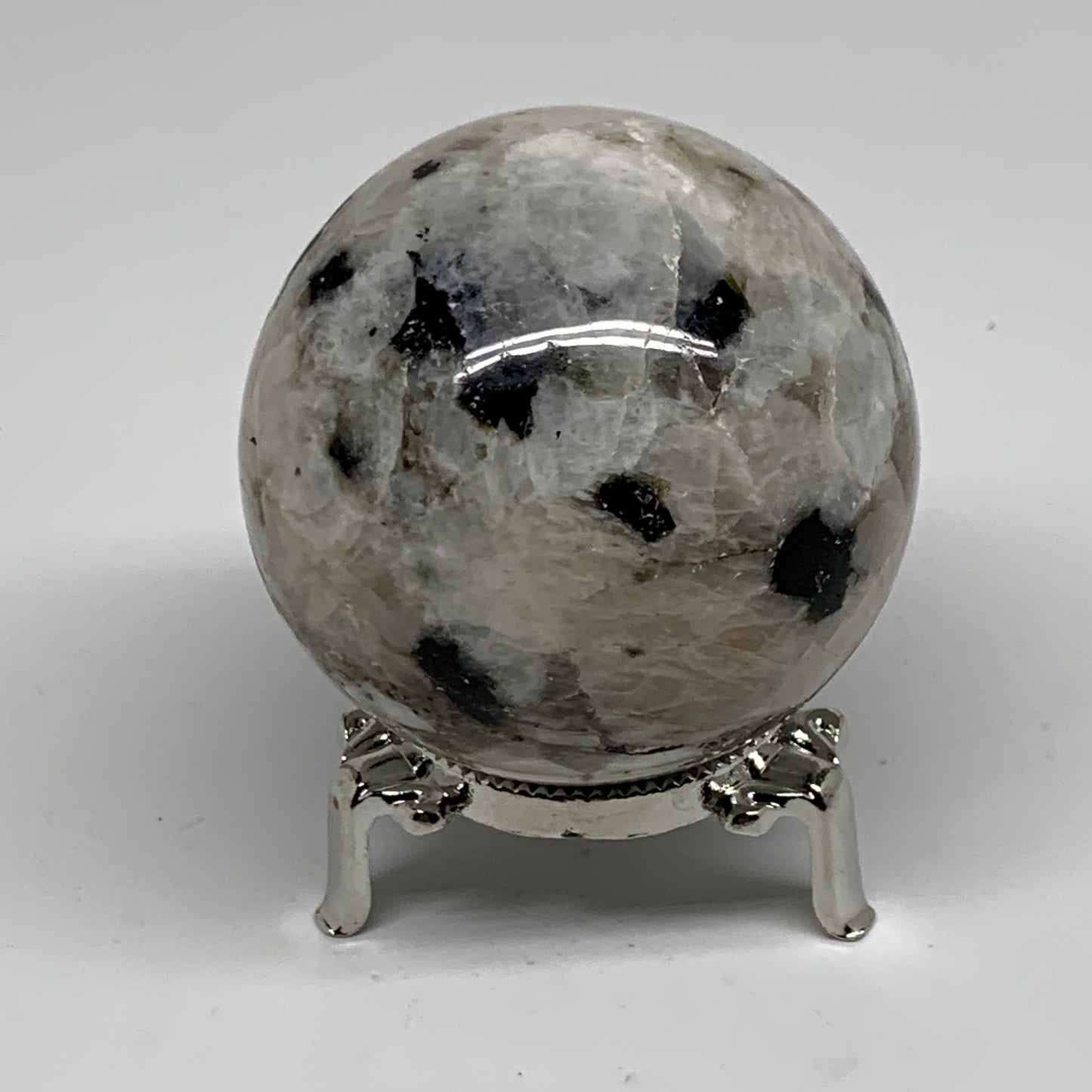 343.6g, 2.5"(63mm), Natural Rainbow Moonstone Sphere Ball Gemstone, B34334