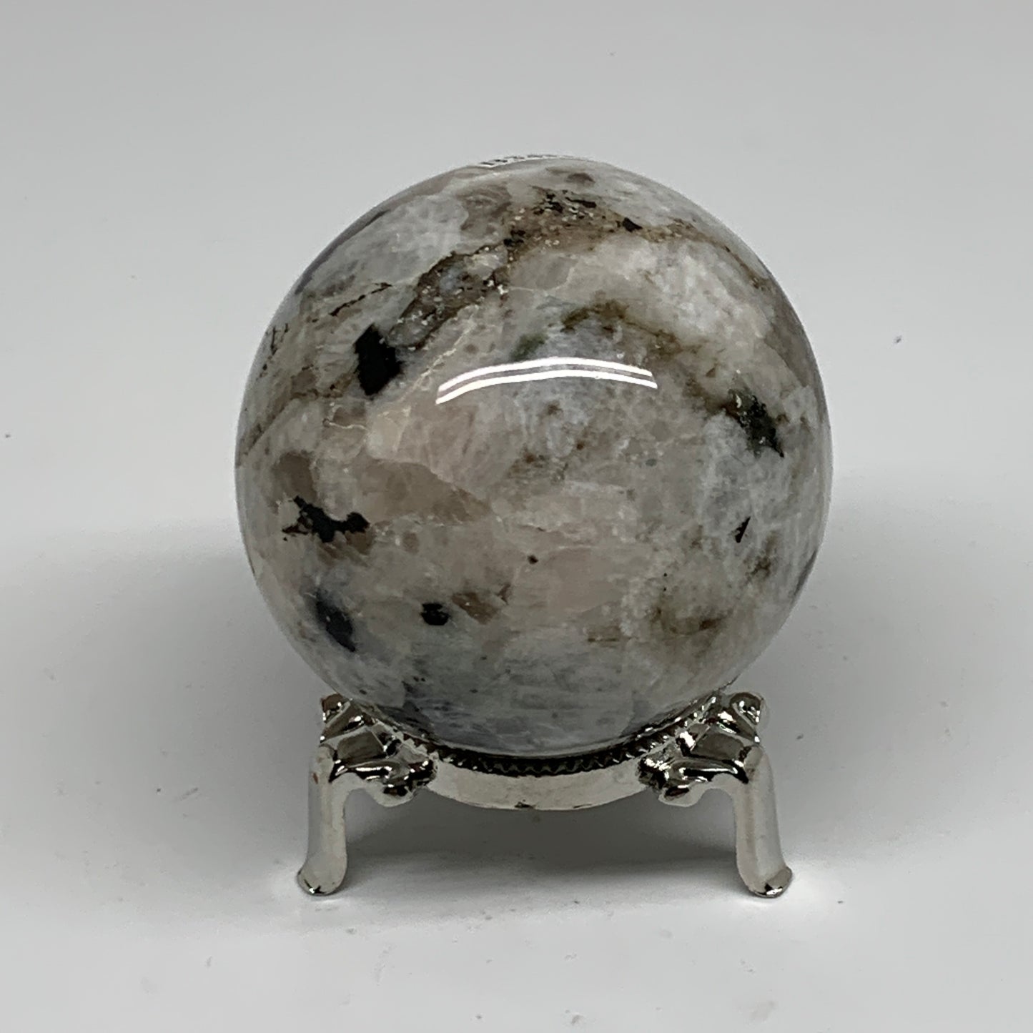 343.6g, 2.5"(63mm), Natural Rainbow Moonstone Sphere Ball Gemstone, B34334